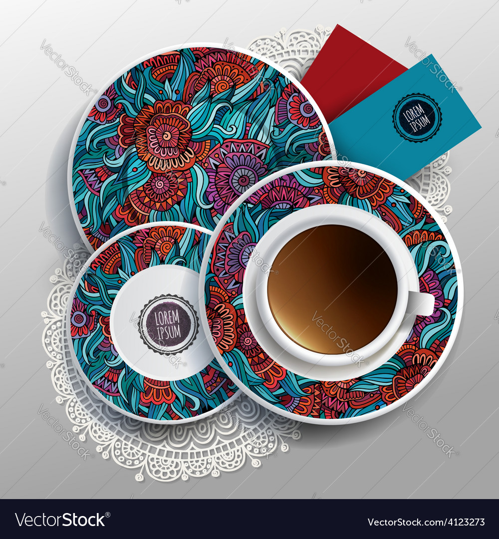 Plates And Cup Of Coffee Royalty Free Vector Image Plates And Cup Of Coffee Vector Image