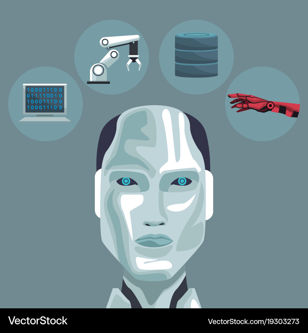 Robot artificial intelligence Royalty Free Vector Image