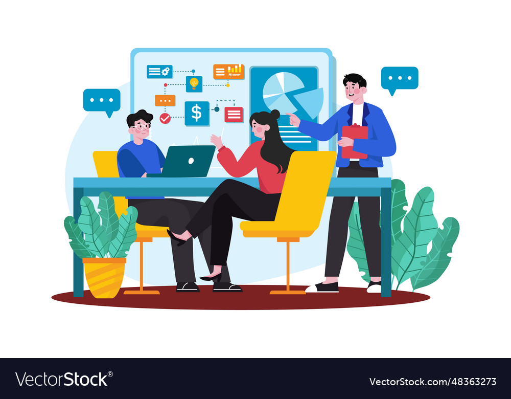 Sales manager brainstorming strategies Royalty Free Vector