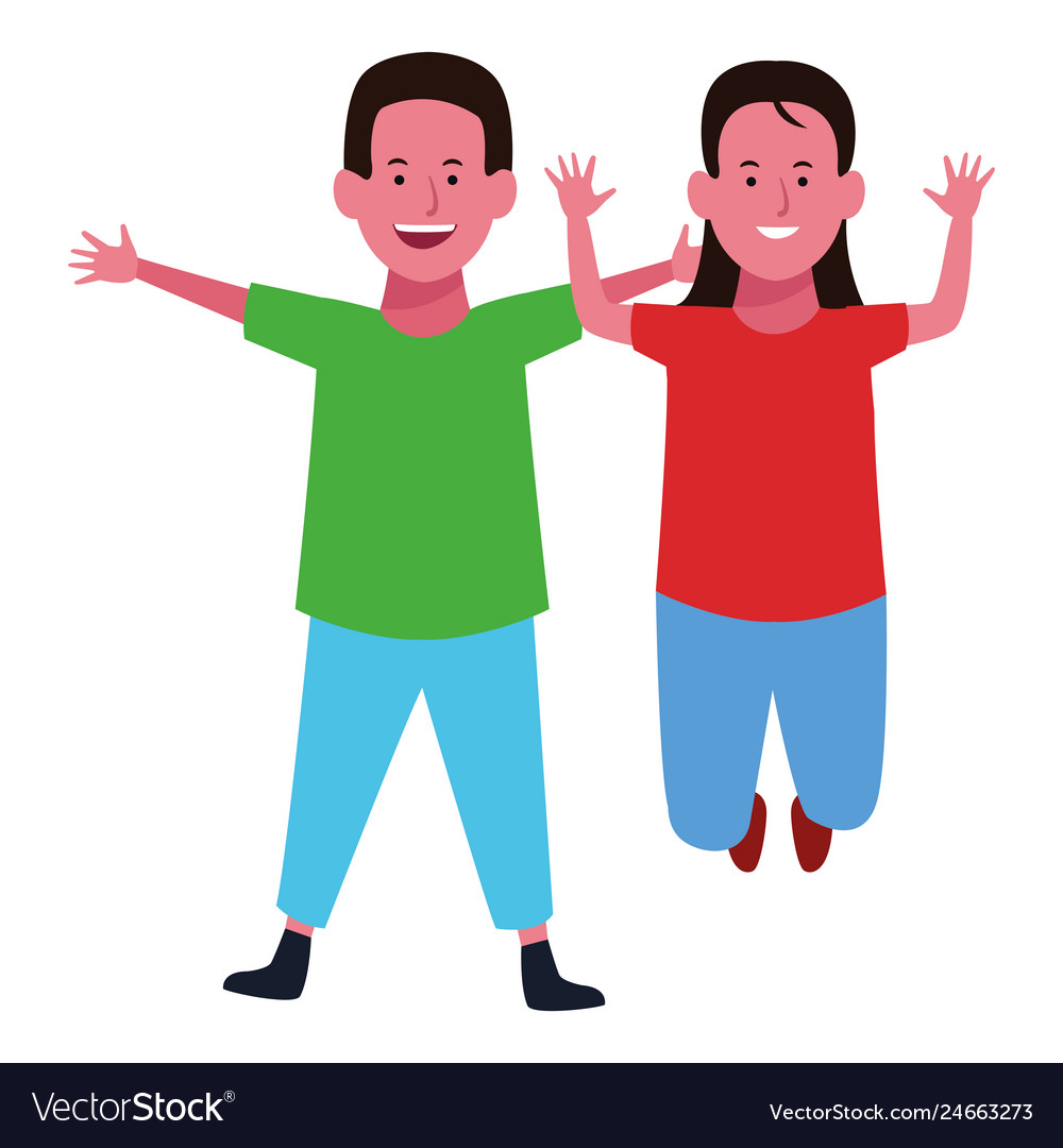 Two kids smiling cartoons Royalty Free Vector Image