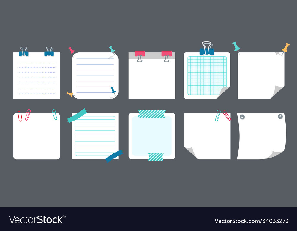 White paper sticky set notebook reminds