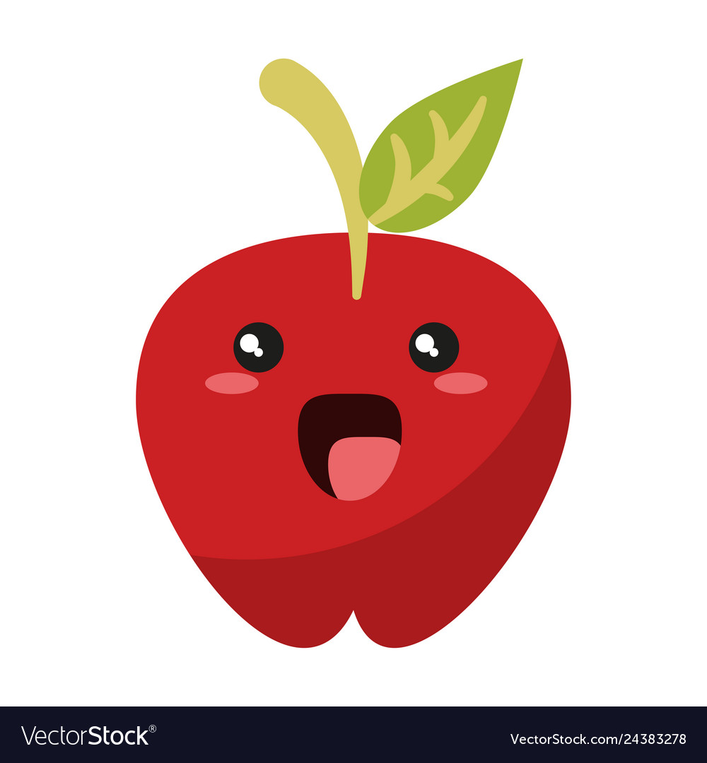 Apple fruit cartoon kawaii cartoon Royalty Free Vector Image