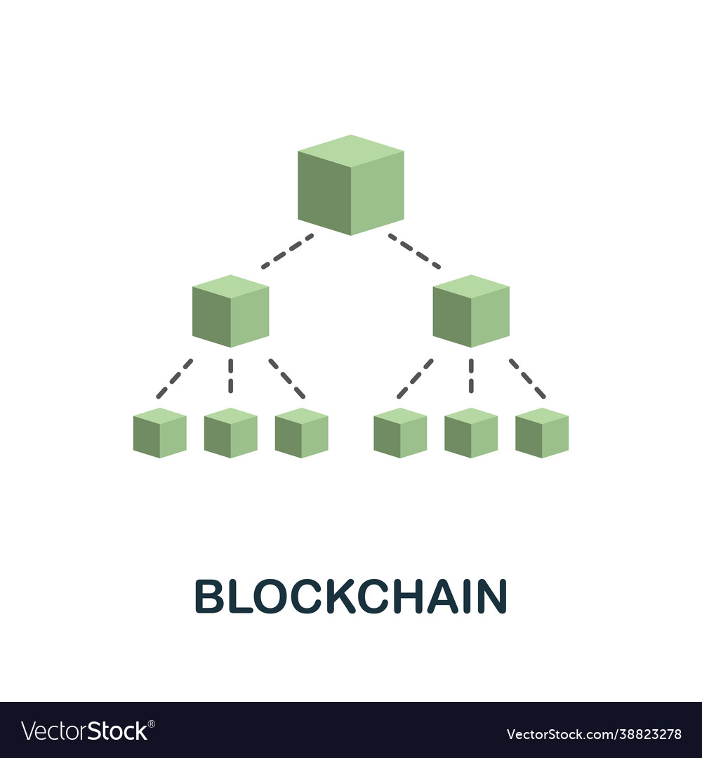 Blockchain flat icon colored sign from