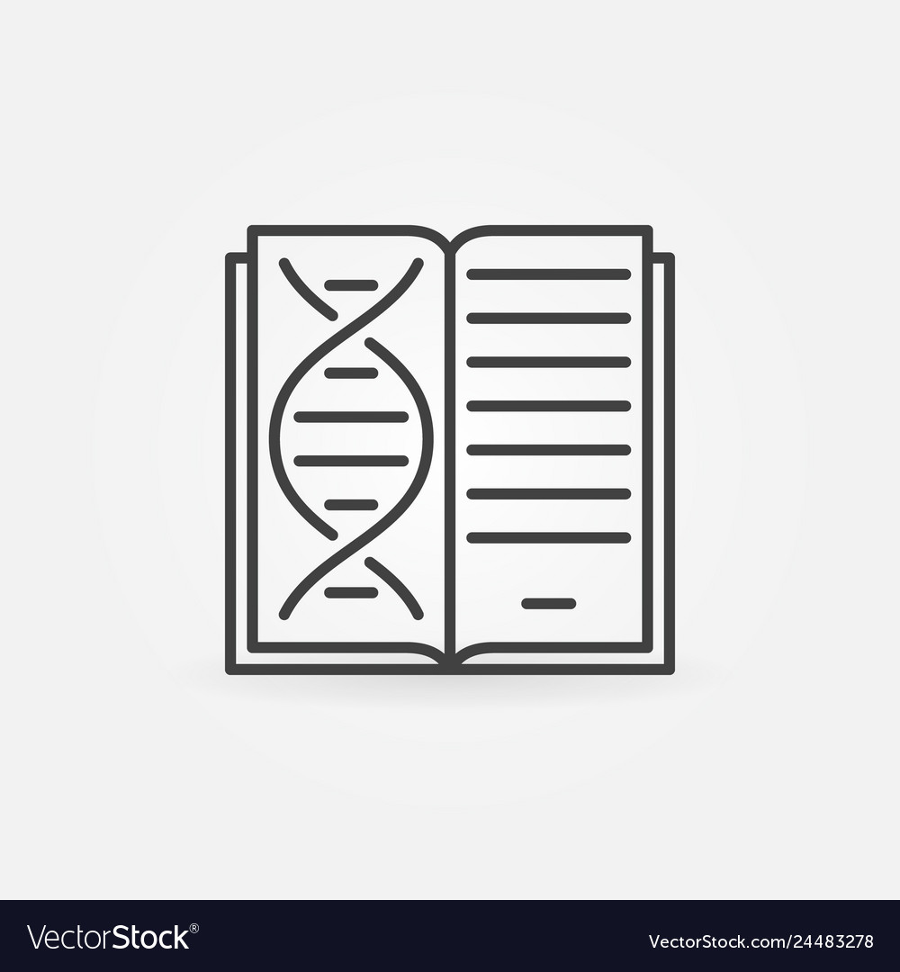 Book with dna icon in thin line style