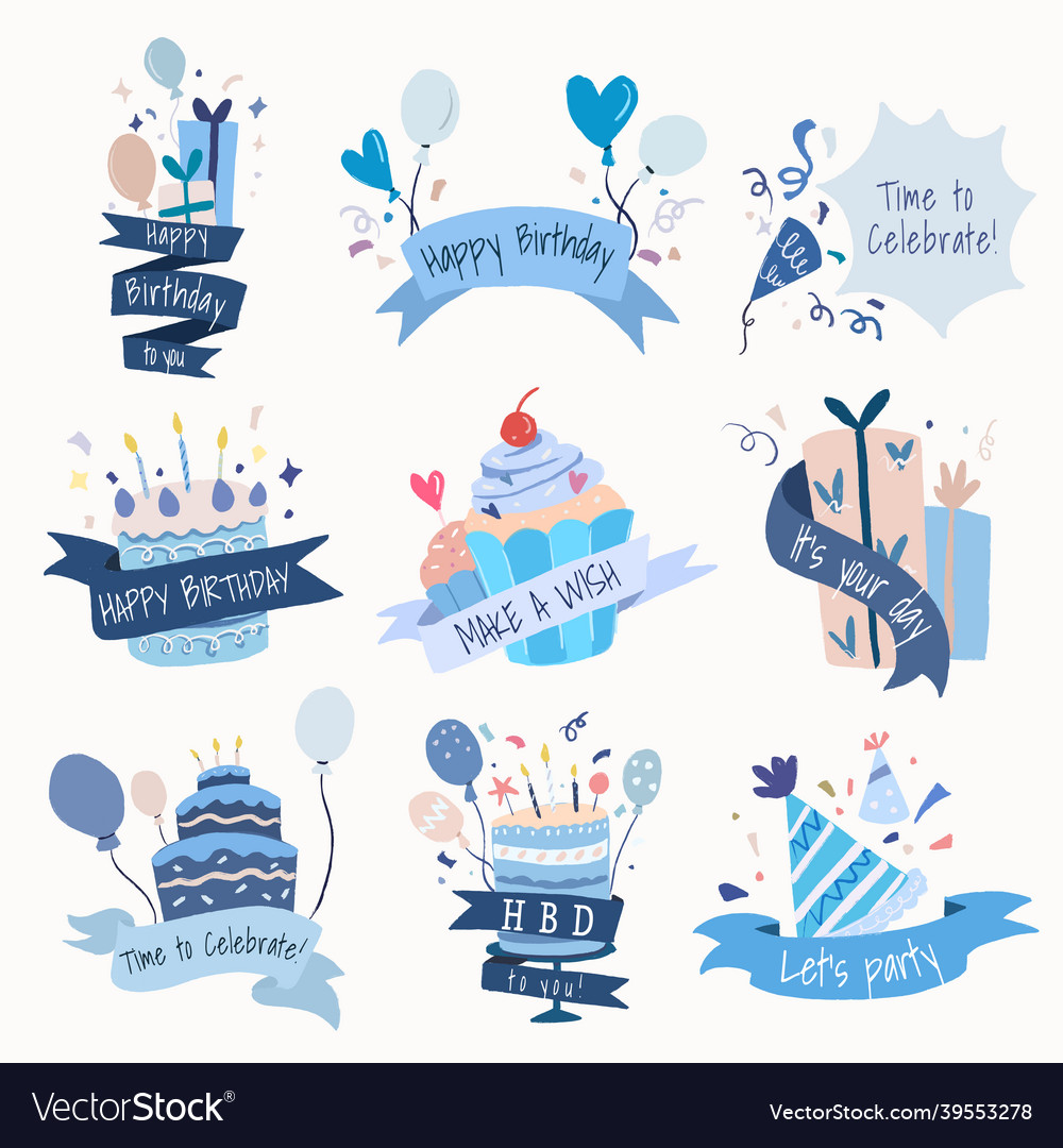 Celebration template sticker birthday party set