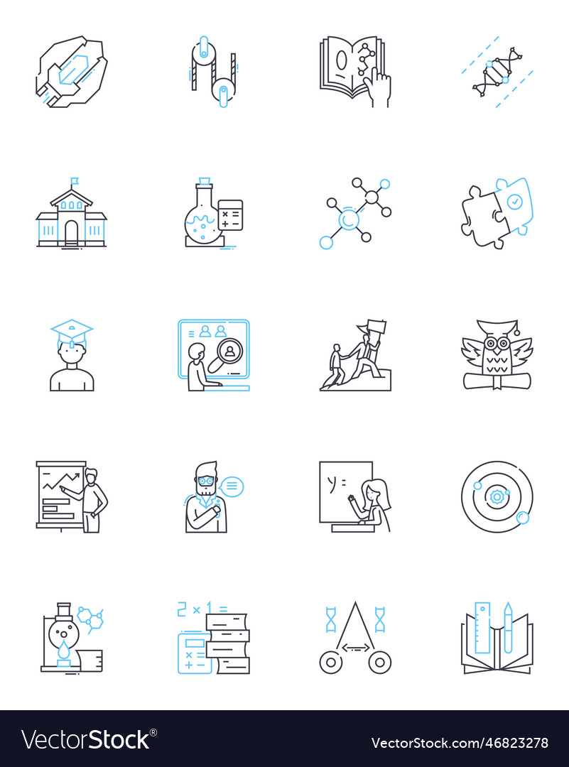 Digital university linear icons set e-learning