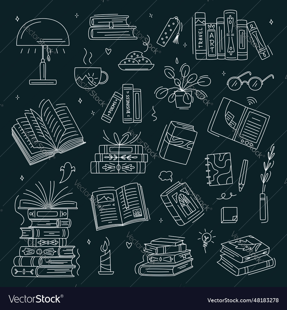 Doodle book collection educational books set Vector Image