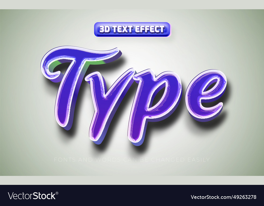 Type 3d editable text effect style Royalty Free Vector Image