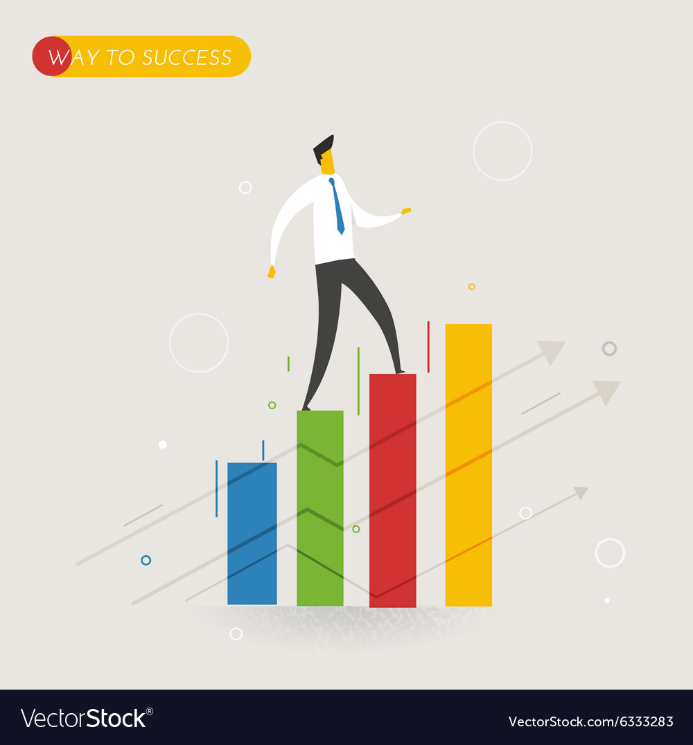 Businessman Climbing Graph Career Success Vector Image vectorstock