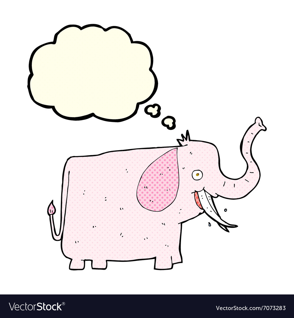 Cartoon happy elephant with thought bubble Vector Image