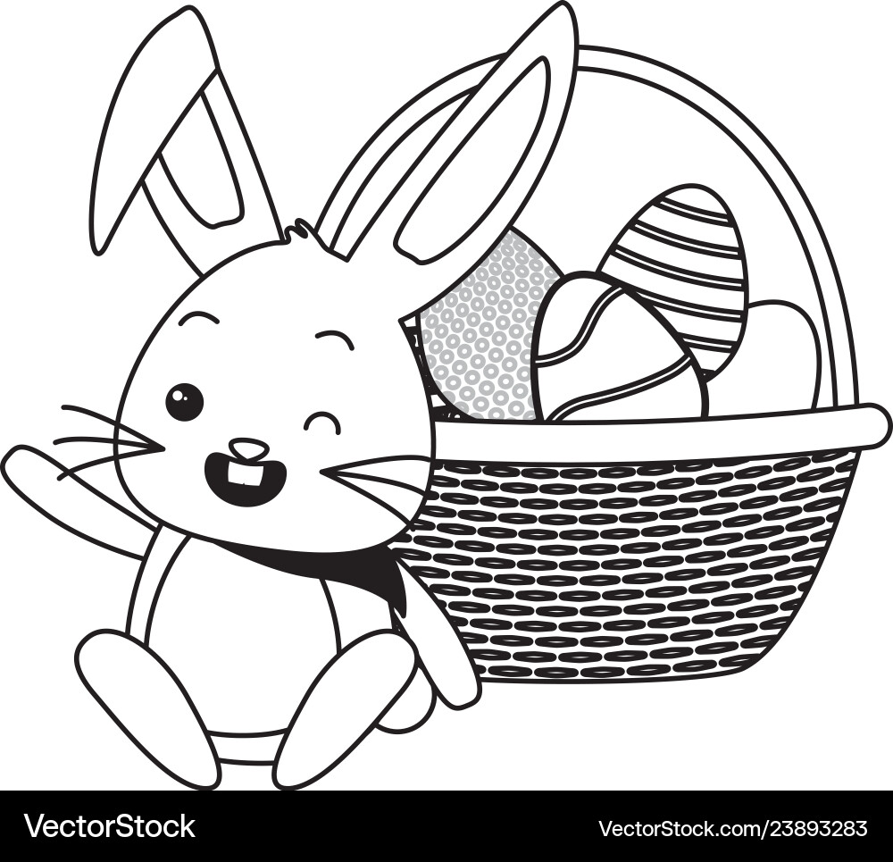 Cute rabbit eggs easter Royalty Free Vector Image