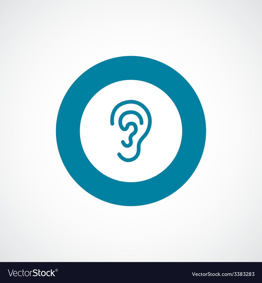 Ear bold blue border circle icon