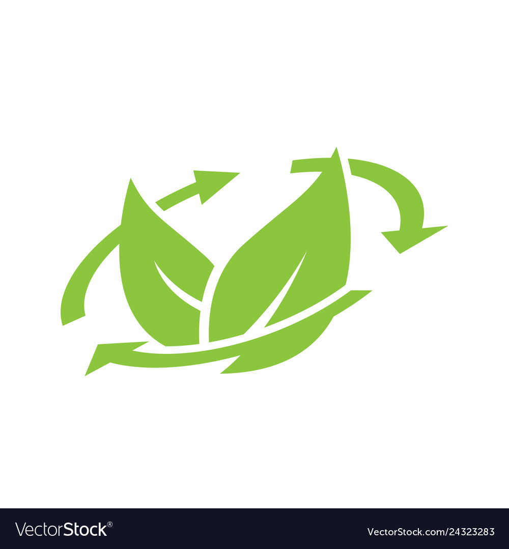 Logo of green leaf ecology with recycle icon