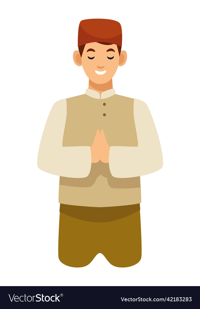 Muslim man praying Royalty Free Vector Image - VectorStock