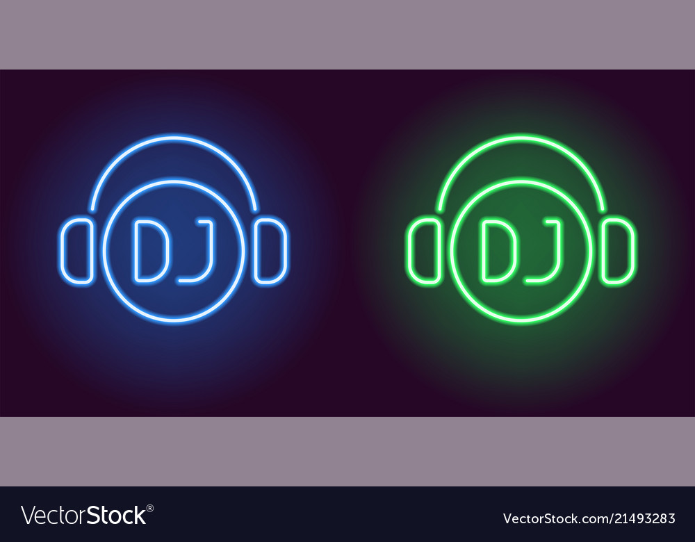 Neon dj sign in blue and green color