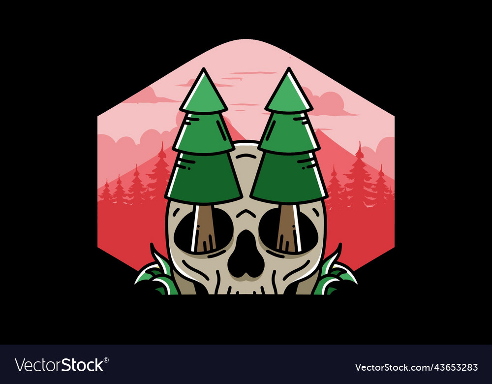 Pine trees stuck in skull design Royalty Free Vector Image