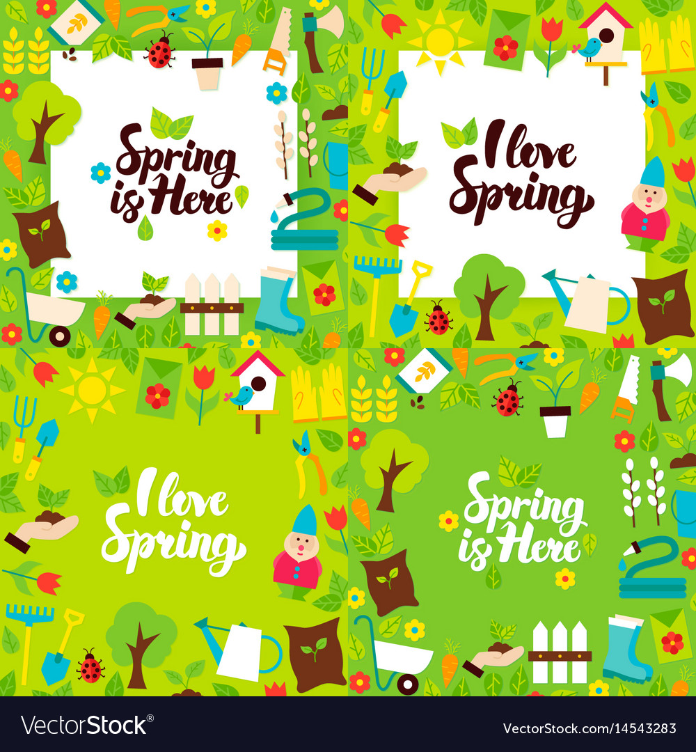 Spring garden lettering posters