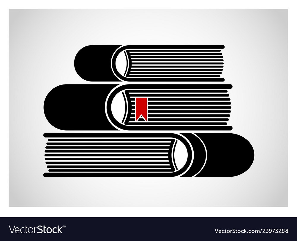 A stack of stacked books logo or emblem black