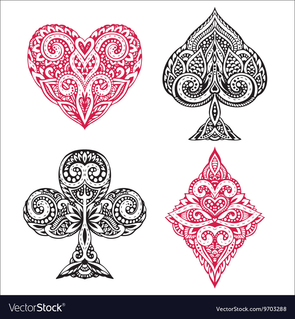 Black and red playing card ornamental Royalty Free Vector