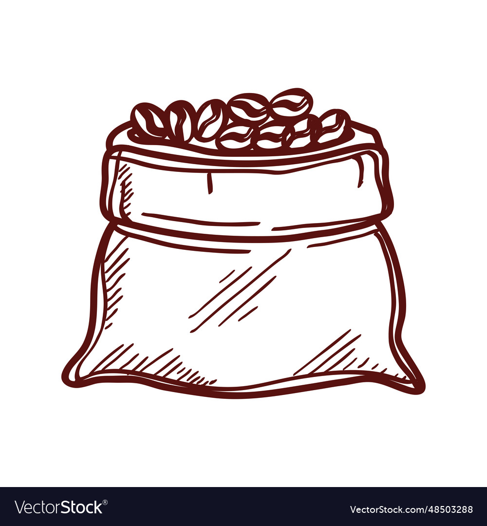 Coffee beans in a sack icon Royalty Free Vector Image