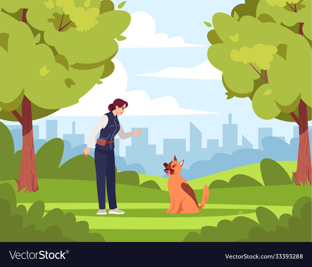 Dog Training Semi Flat Royalty Free Vector Image