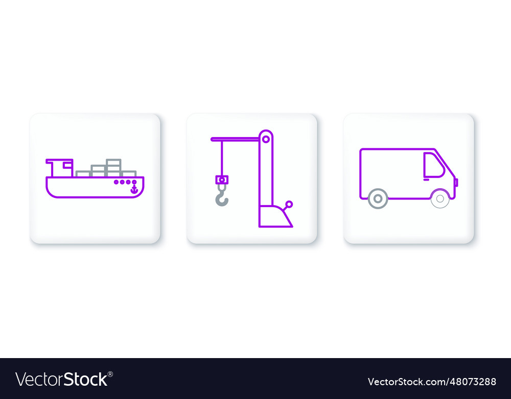 Set line delivery cargo truck vehicle ship