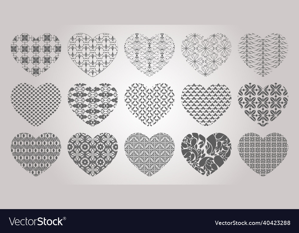 Set of decorative hearts for valentines day cards