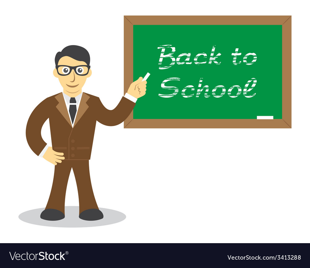 Teacher in front chalkboard Royalty Free Vector Image