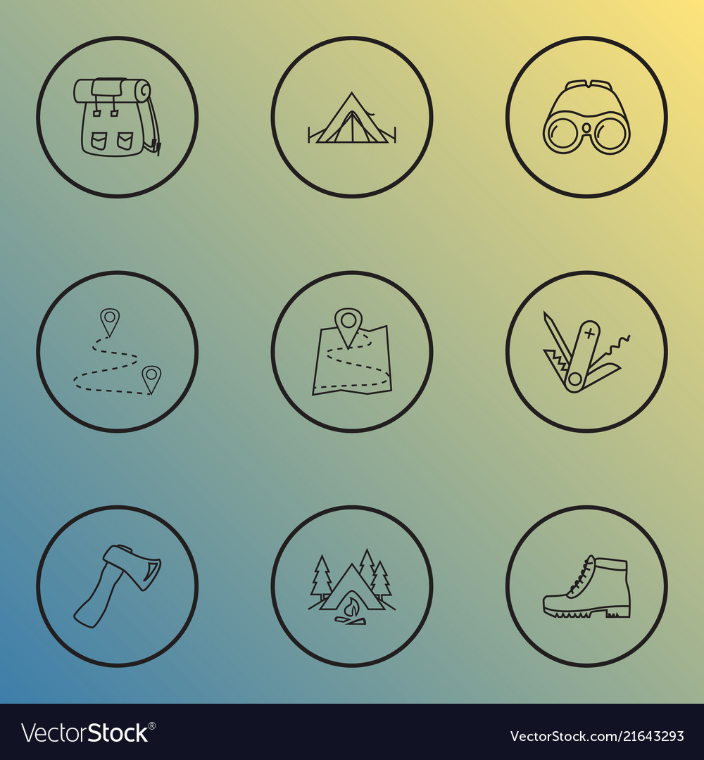 Activity icons line style set with destination