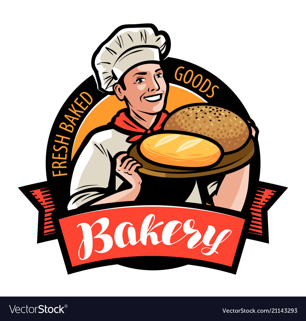 Bakery bakehouse logo or label happy baker or Vector Image