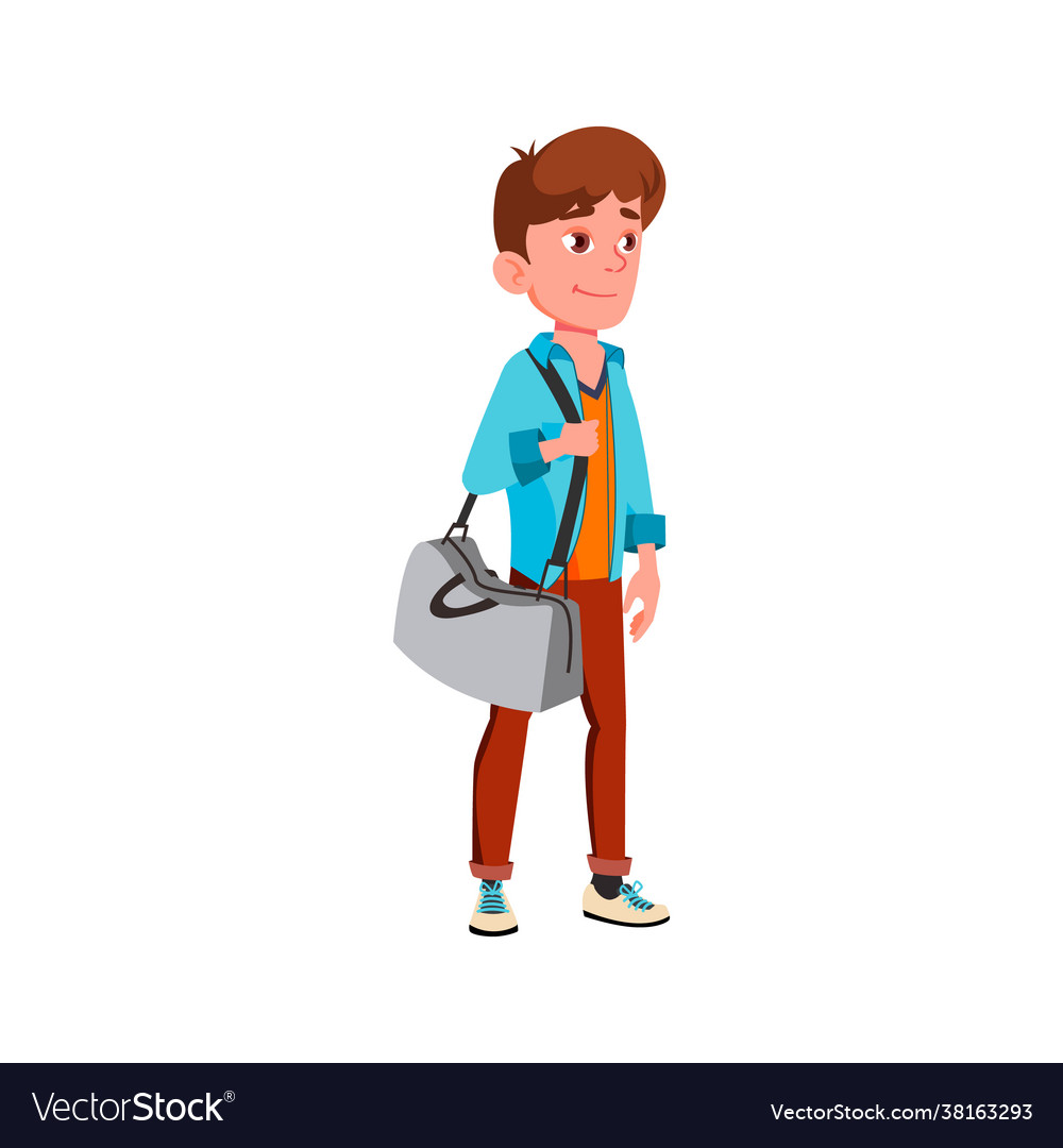 Boy teenager going to training with sportive bag Vector Image