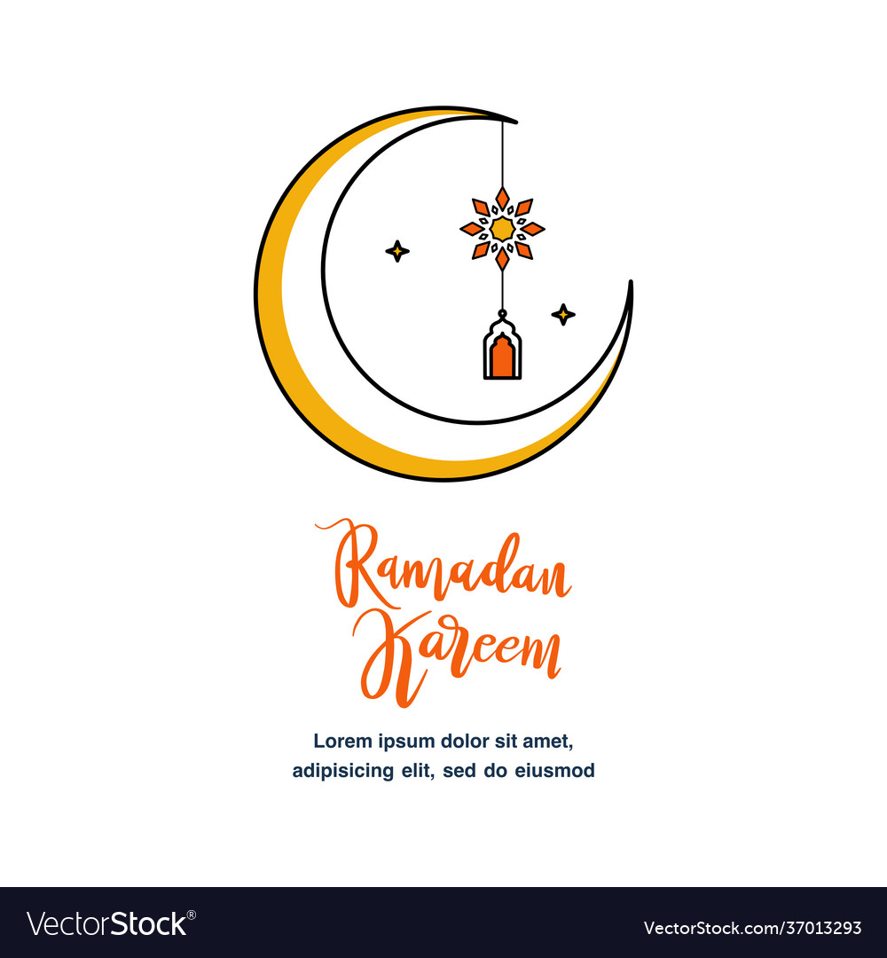 Cute ramadan kareem greeting flat Royalty Free Vector Image