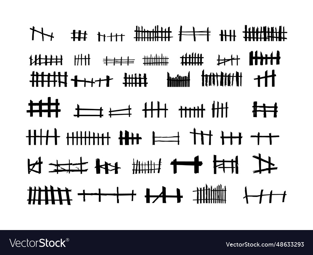 Decayed wooden fence silhouettes