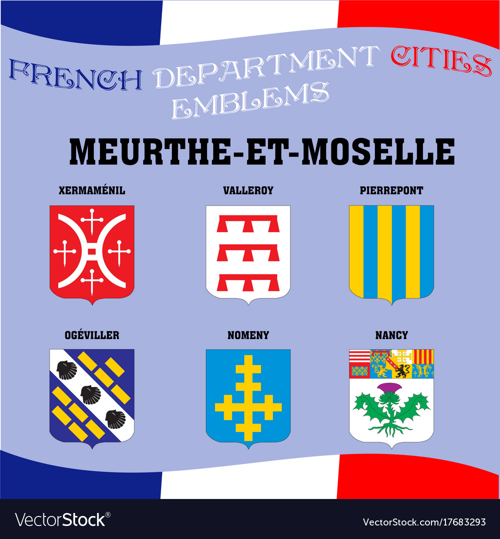 Flags and emblems of french department cities Vector Image