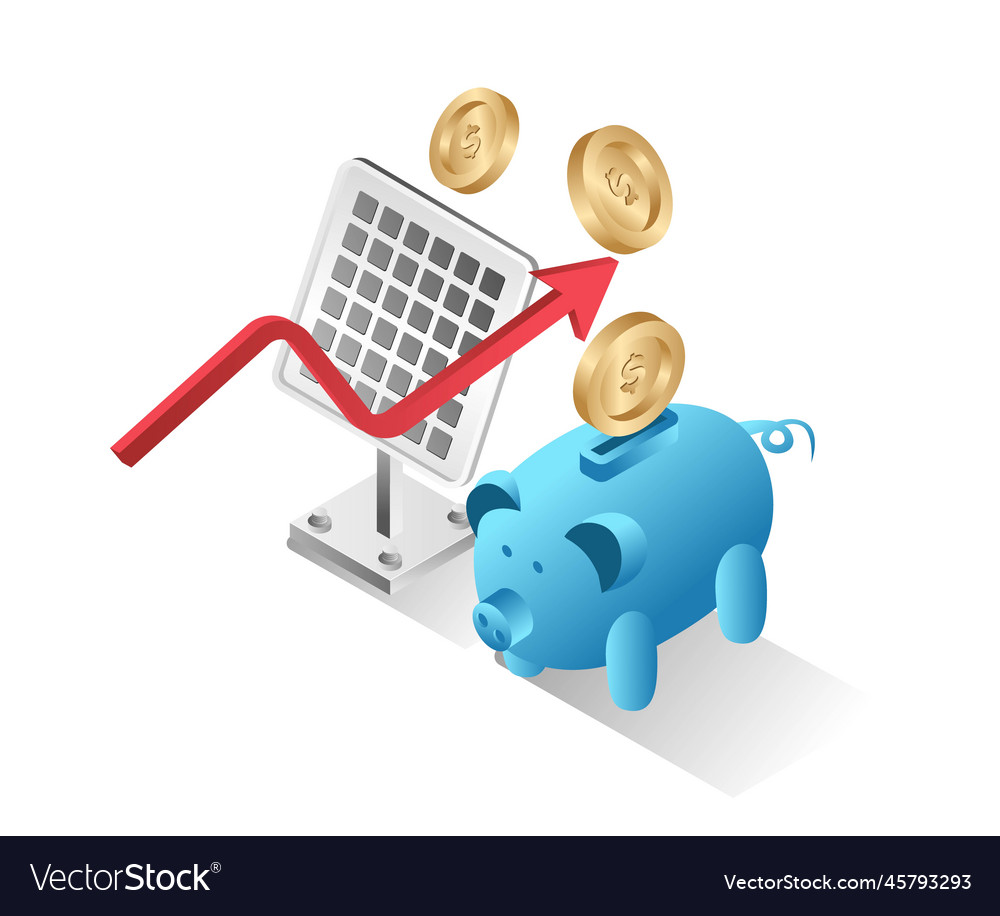 Flat isometric 3d concept of electricity solar