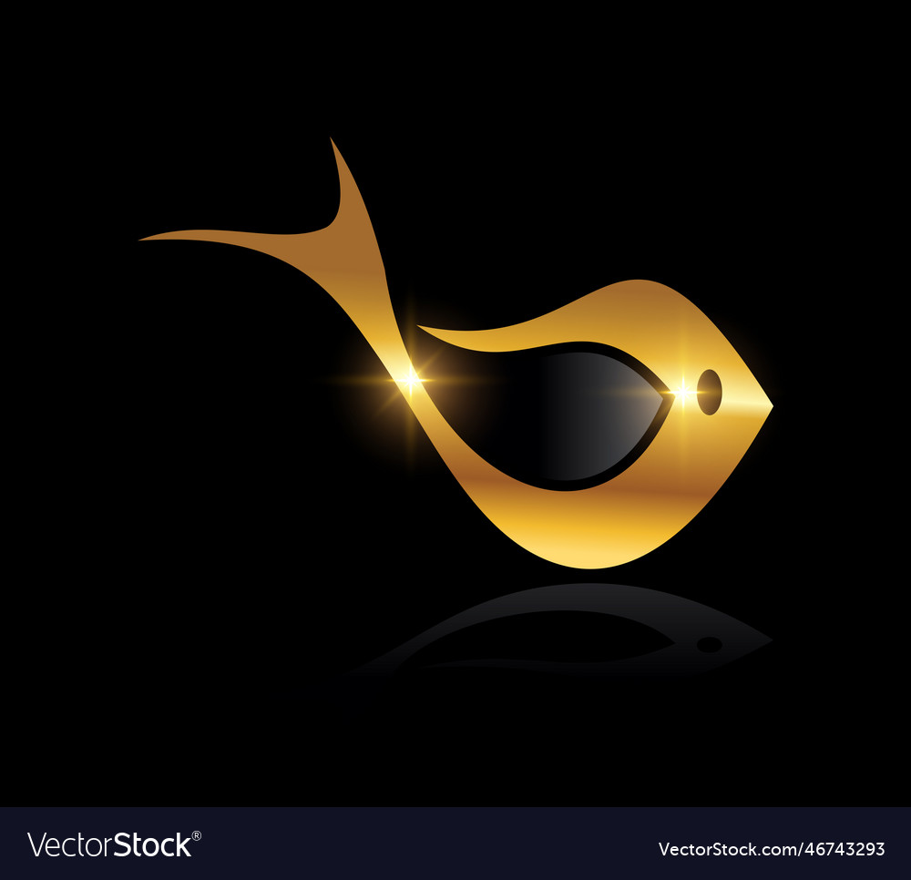 Golden fish logo icon Royalty Free Vector Image