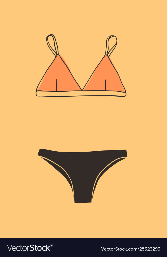 Hand drawn summer bikini actual tropical