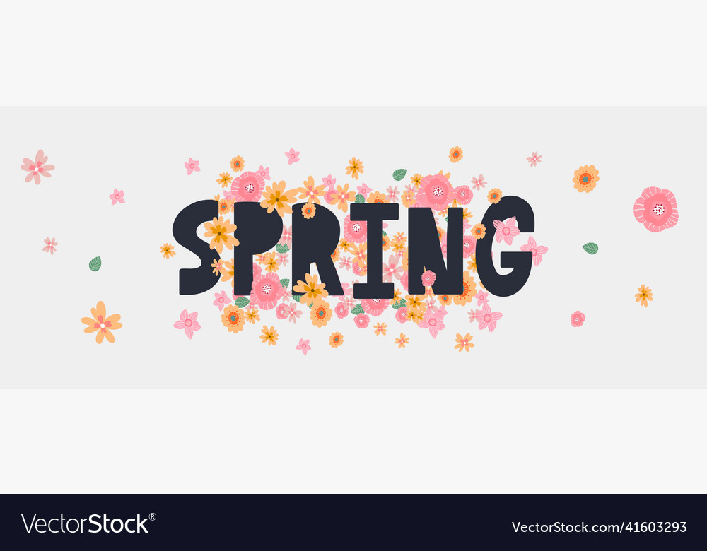 Hello spring hand logotype badge typography icon Vector Image