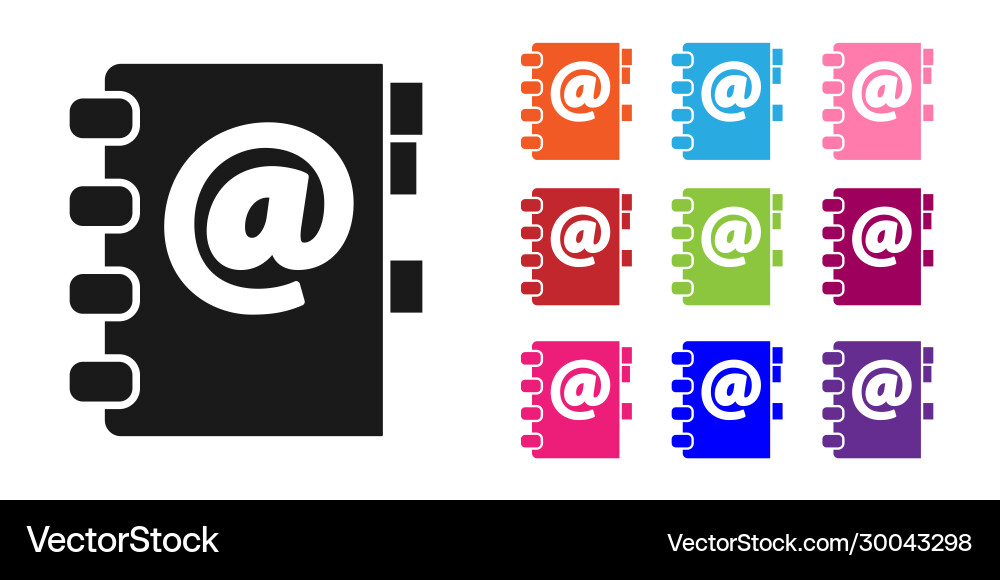 Black address book icon isolated on white Vector Image