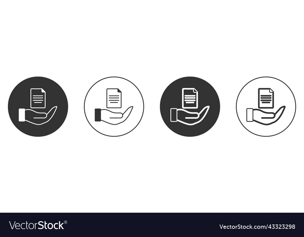 Black contract in hand icon isolated on white