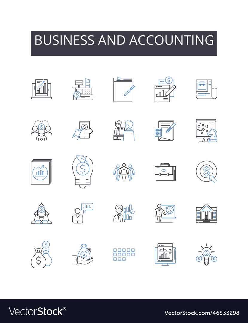 Business and accounting line icons collection Vector Image