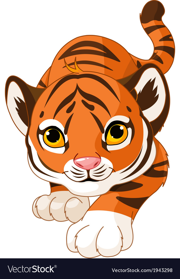 Download Crouching baby tiger Royalty Free Vector Image