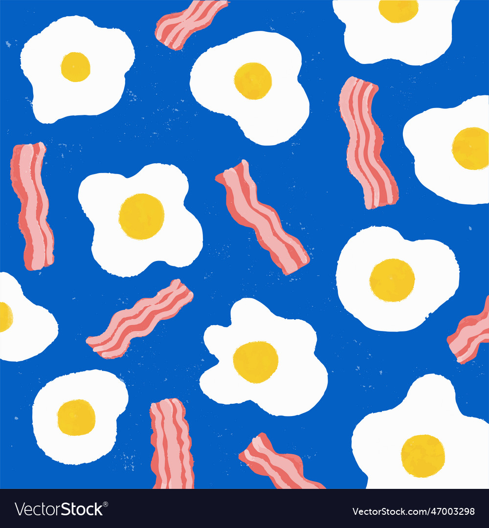 Hand drawn egg and bacon background pattern Vector Image