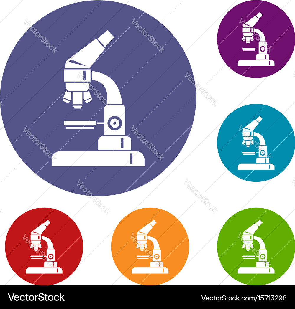 Microscope icons set Royalty Free Vector Image