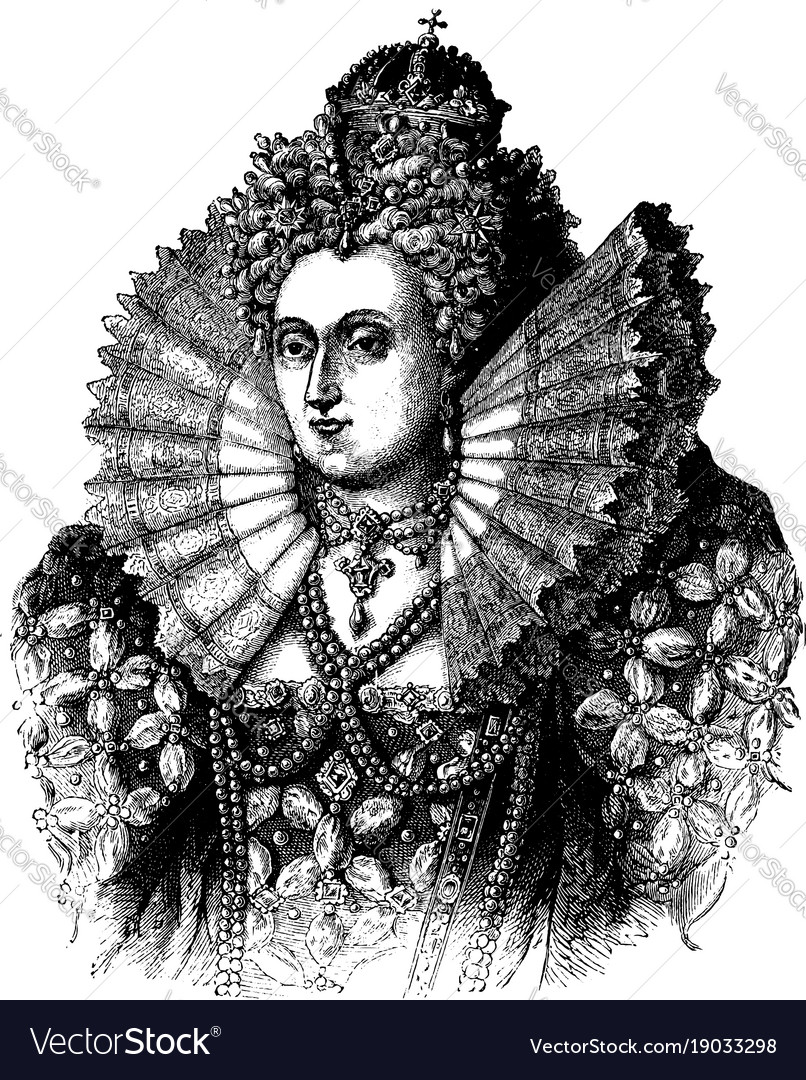 Queen elizabeth i england vintage Royalty Free Vector Image