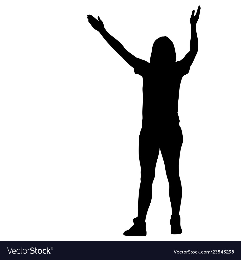 Silhouette of people dancing with a raised hand