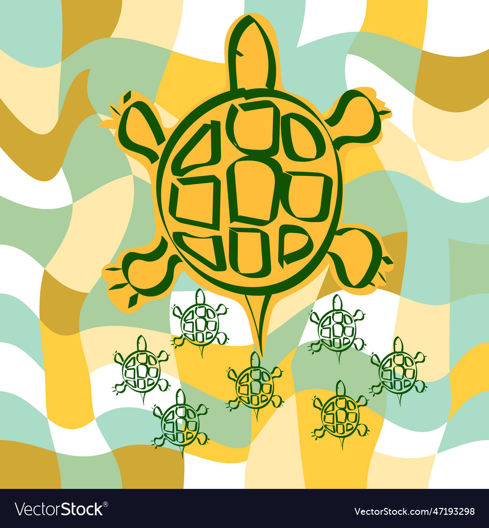 Turtle on the abstract background Royalty Free Vector Image