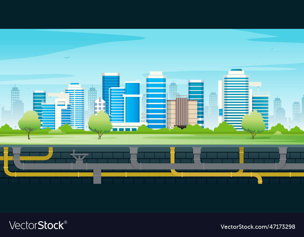 Underground pipe system in the city