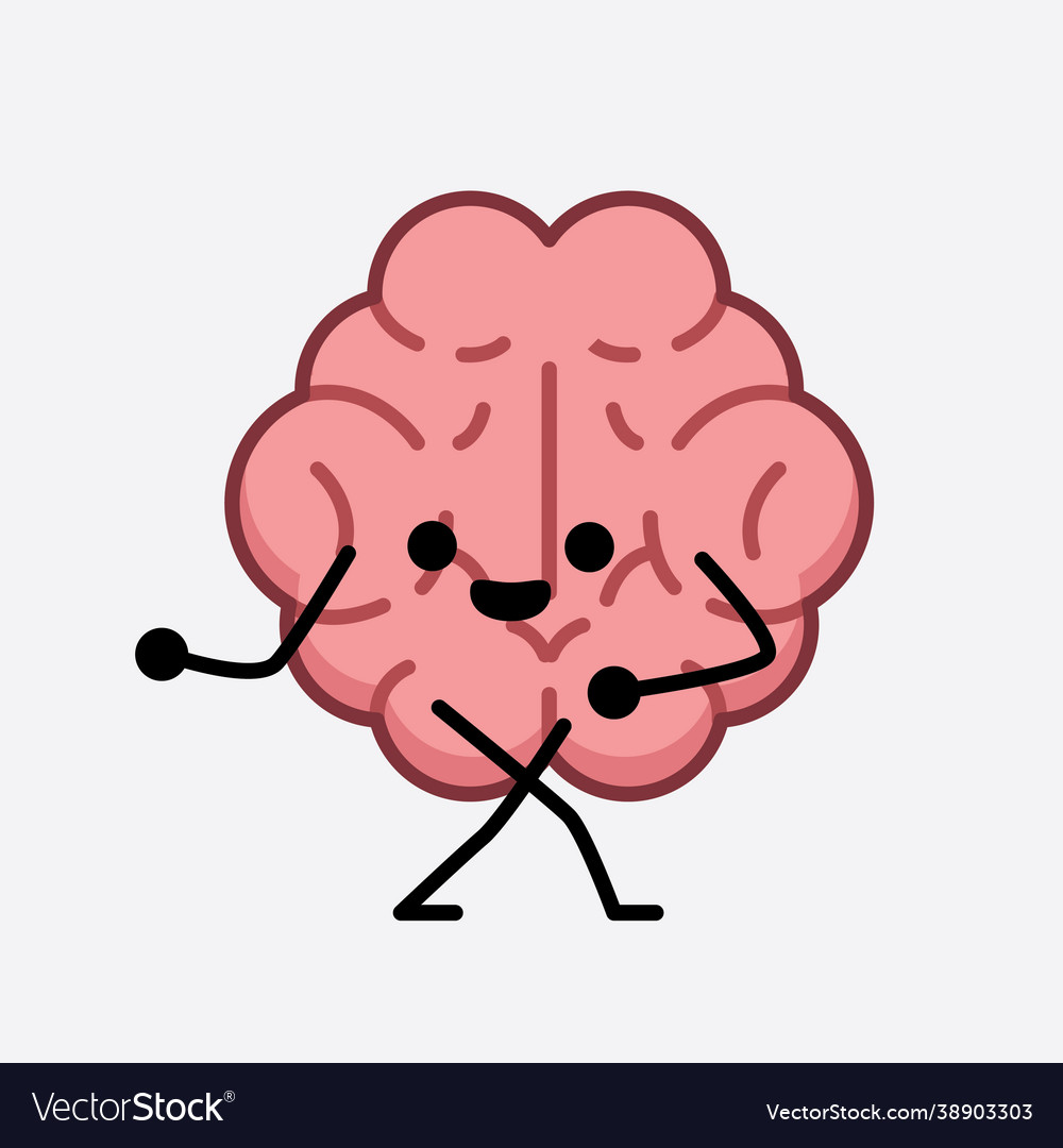 Brain Character With Cute Face And Simple Body Vector Image