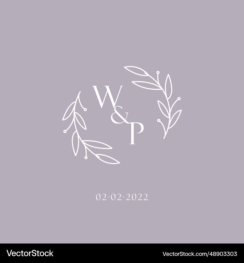 Initials wp wedding monogram logo inspiration Vector Image